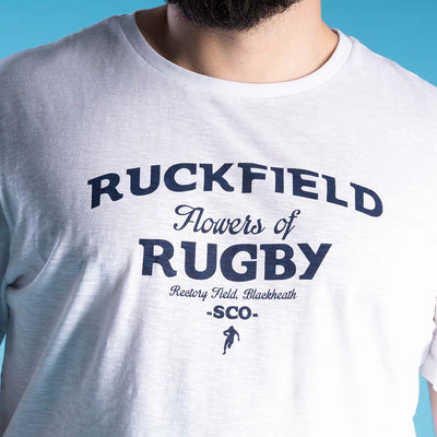 T-Shirt Ruckfield Fleurs ou Rugby Blanc