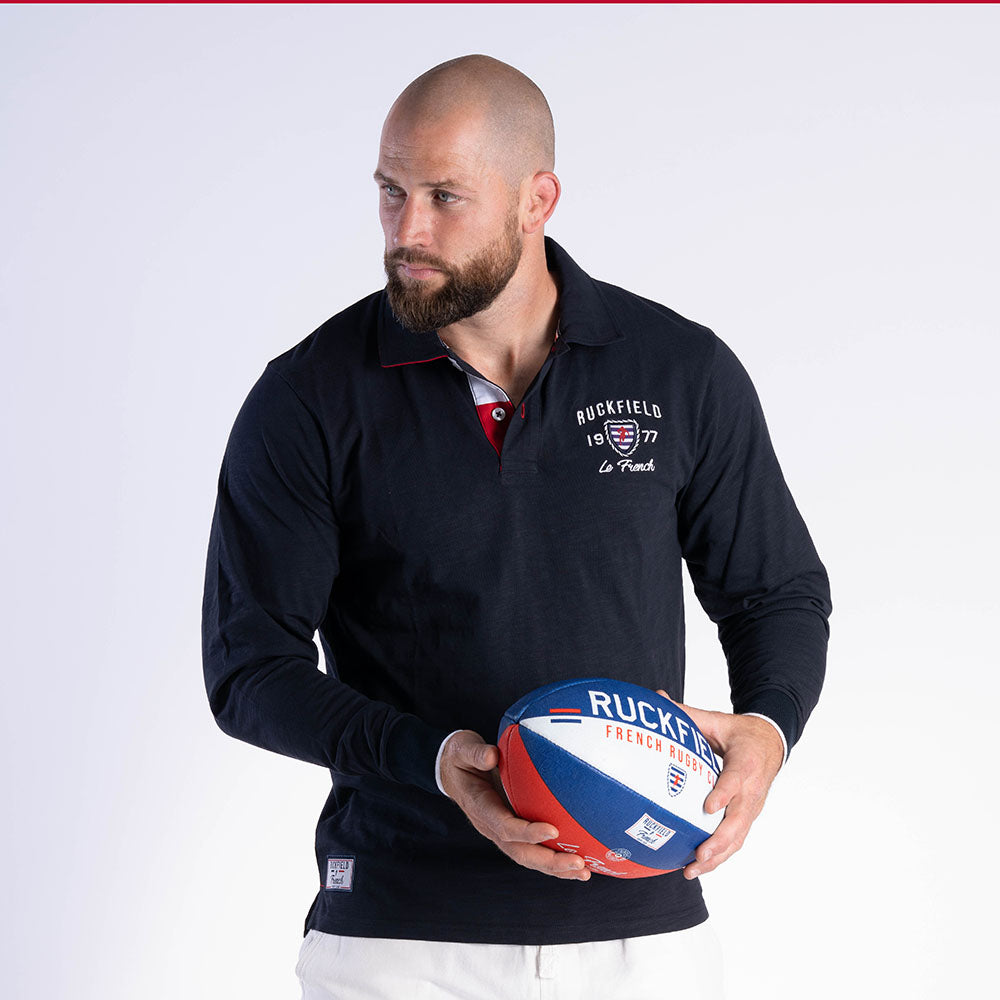 Ruckfield French Rugby Club Navy Long Sleeve Polo