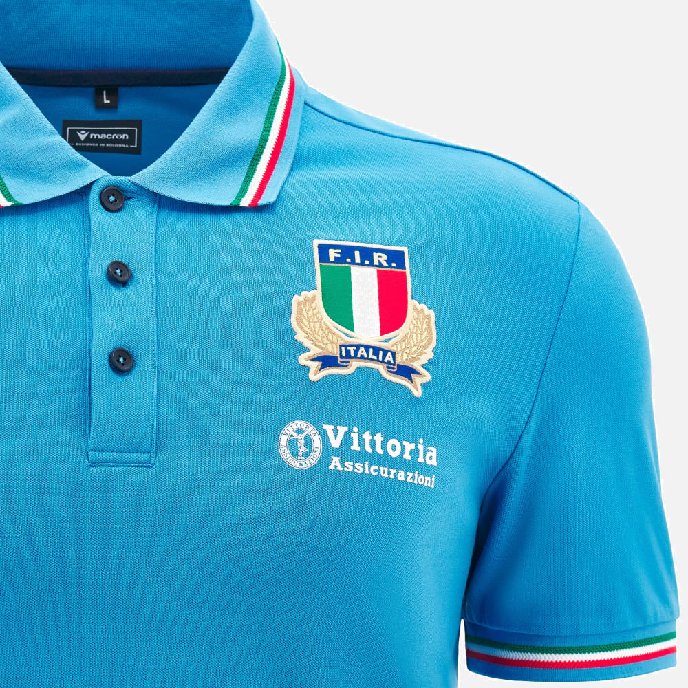 Macron Italië Rugby Travel Polo Shirt Heren