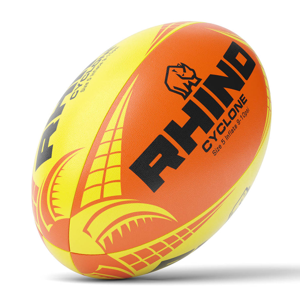 Rhino Cyclone Rugbybal Geel/Oranje Maat 5