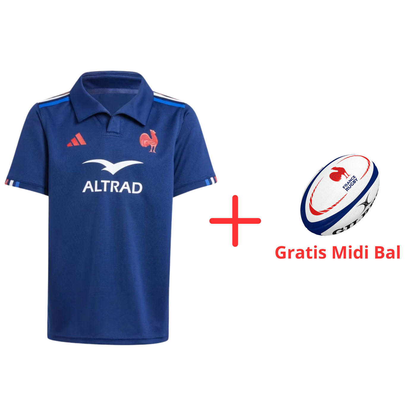 adidas Frankrijk Rugby Thuisshirt Kids (+gratis rugby bal)