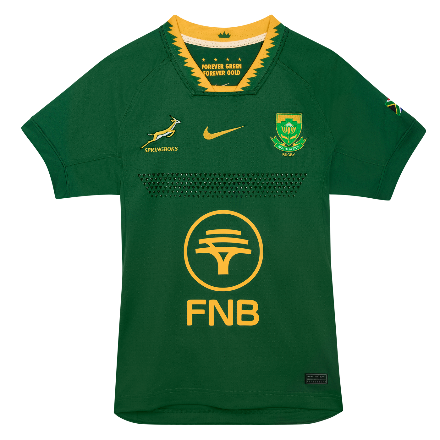 Nike Springboks Heren Match Replica Rugby Shirt Home Gorge Green