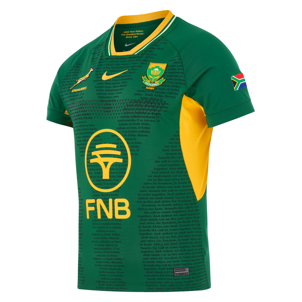 Nike Springboks Heren Match Replica Rugby Shirt Home Great Rivalry