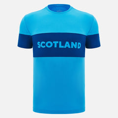 Macron Schotland Rugby 2024/25 Blauwe Leisure T-shirt Heren