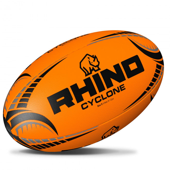 Cyclone Rugby Ball Fluor Orange Size 5